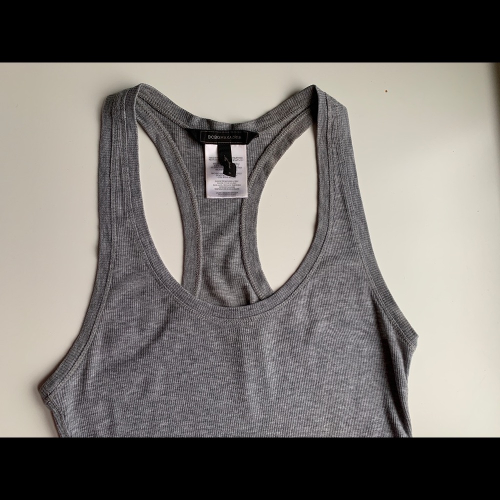 BCBGMaxAzria Gray Ribbed Racerback Tank Top - Picture 3 of 6